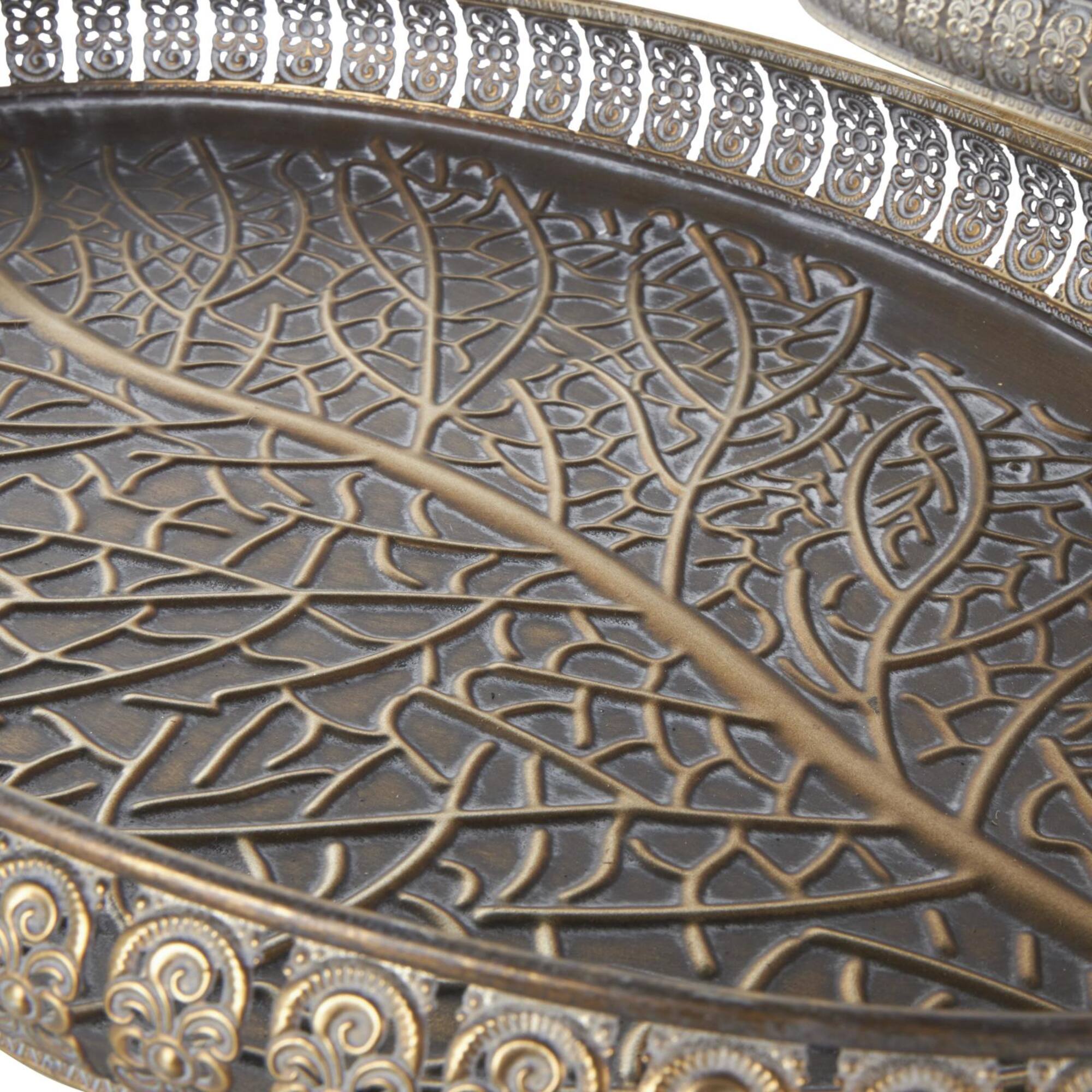 Brass Tree Patterned Tray Set